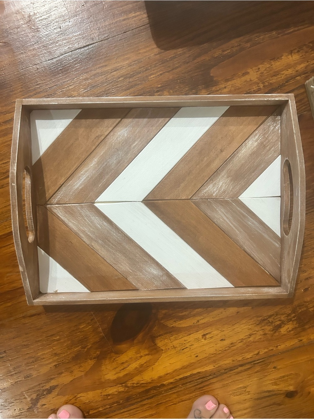 Wooden Chevron Serving Tray